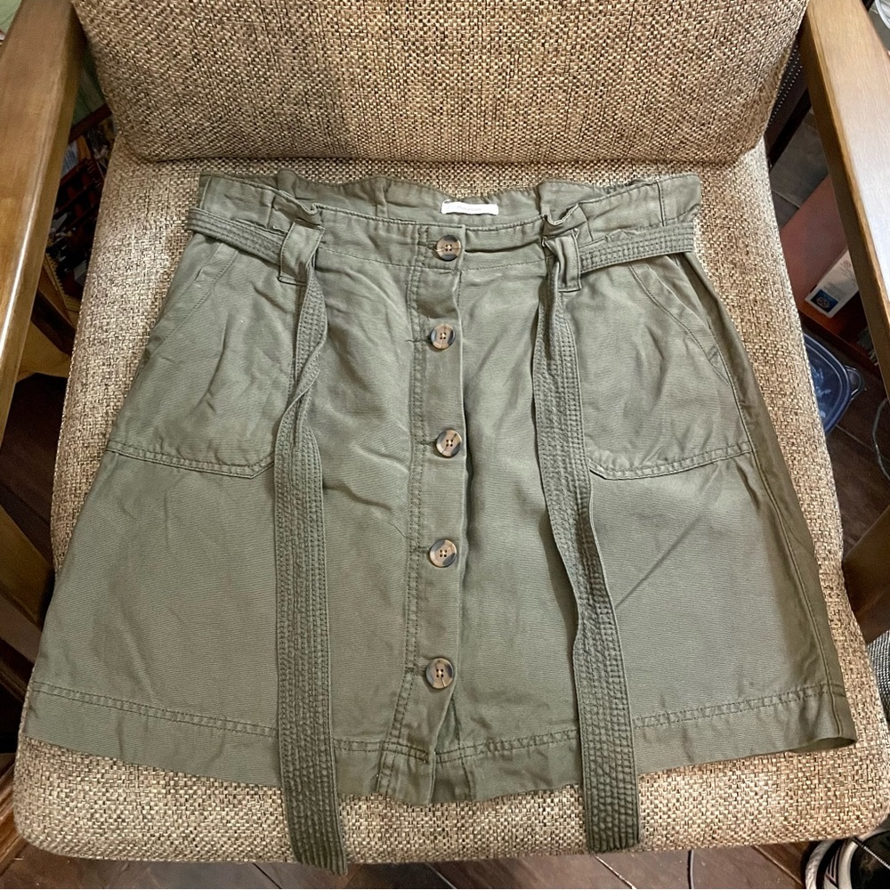 Maurices Khaki/Green Skirt with tie waist and button front